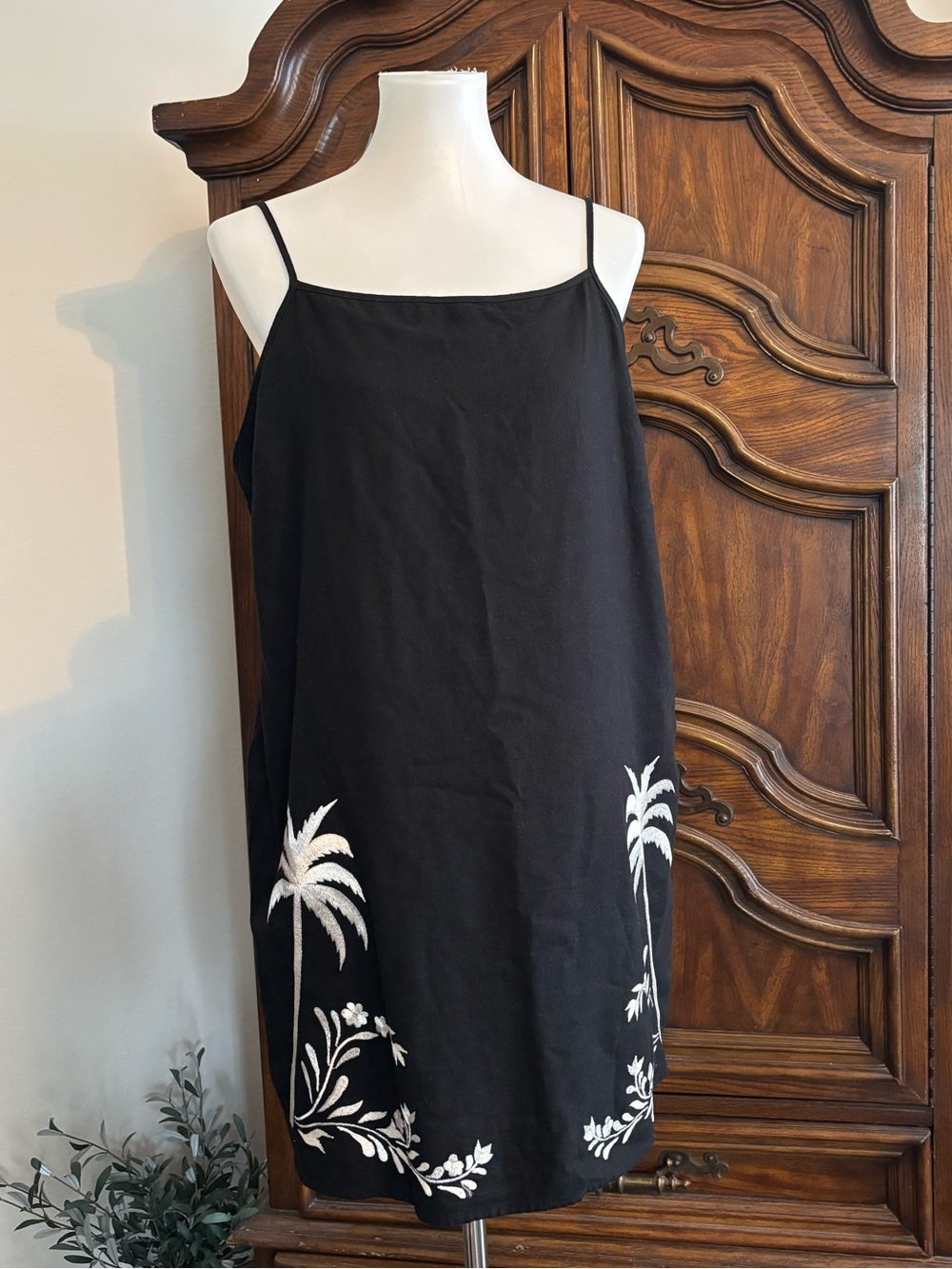 Calypso St Barth palm embroidered mini dress